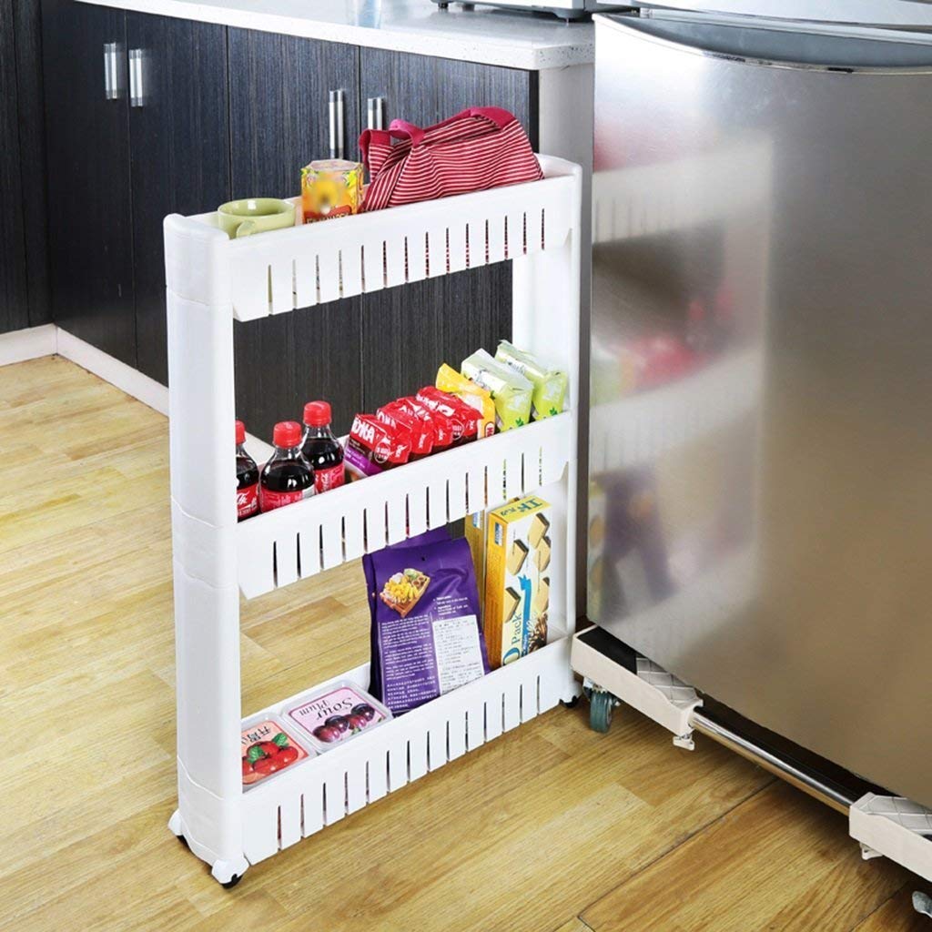 Multipurpose 3 Layer Slim Side Space Saving Storage Organizer Rack Shelf - Springkart 