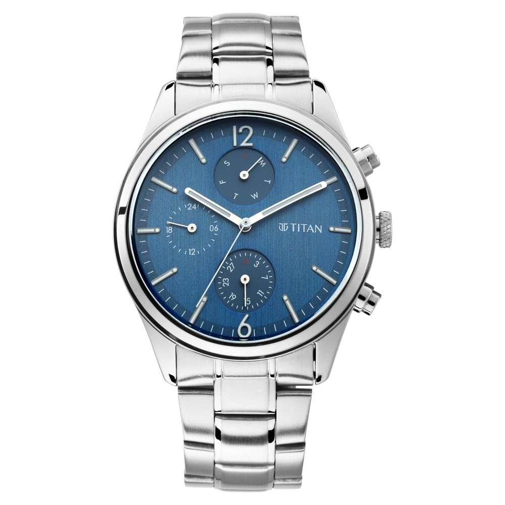 Titan Men's Classic Watch: Gradient Dial & Sleek Markings with Leather Strap-NS1802SL13