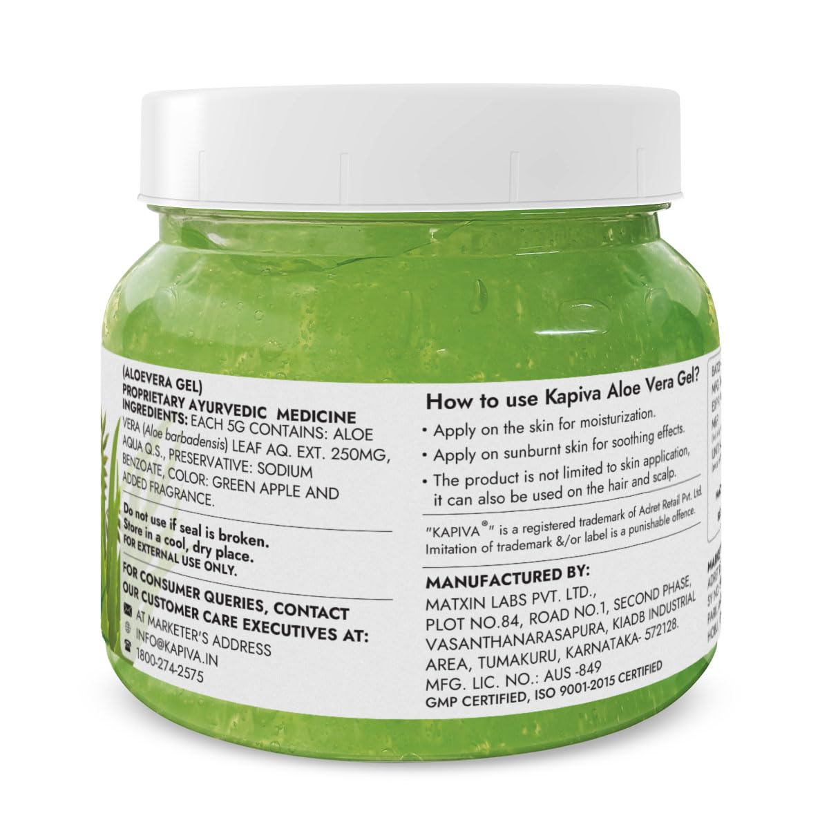 Kapiva Pure Aloe Vera Skin Gel 500g For Face & Hair | Hydrating, Moisturizing, Soothing Skin | Multipurpose Gel - Springkart 
