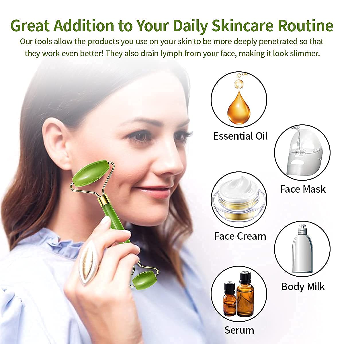 Gua Sha Stone and Anti Aging Jade Roller Massager for Face Massage Natural Face Skincare Massager & Face Roller Massager for Women | Face Shaper Jade Roller and Gua Sha Set for Glowing Skin - Springkart 