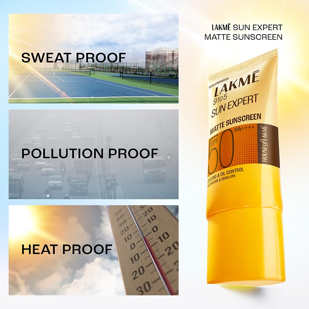 Lakme Sunscreen For Bright Skin, SPF 50 PA++++, Water Light, Niacinamide, In Vivo Tested, 100 ml