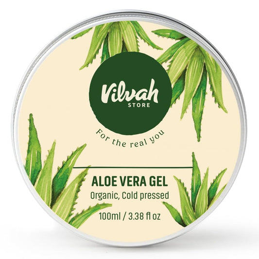 Vilvah Store Aloe Vera Gel with Pure Aloe Vera, Multipurpose Aloe Vera Gel for Skin, Face and Hair, Non-Sticky, Spreads Easily & Instantly Absorbs, All Skin Types, For Men & Women,100G (Pack of 1) - Springkart 