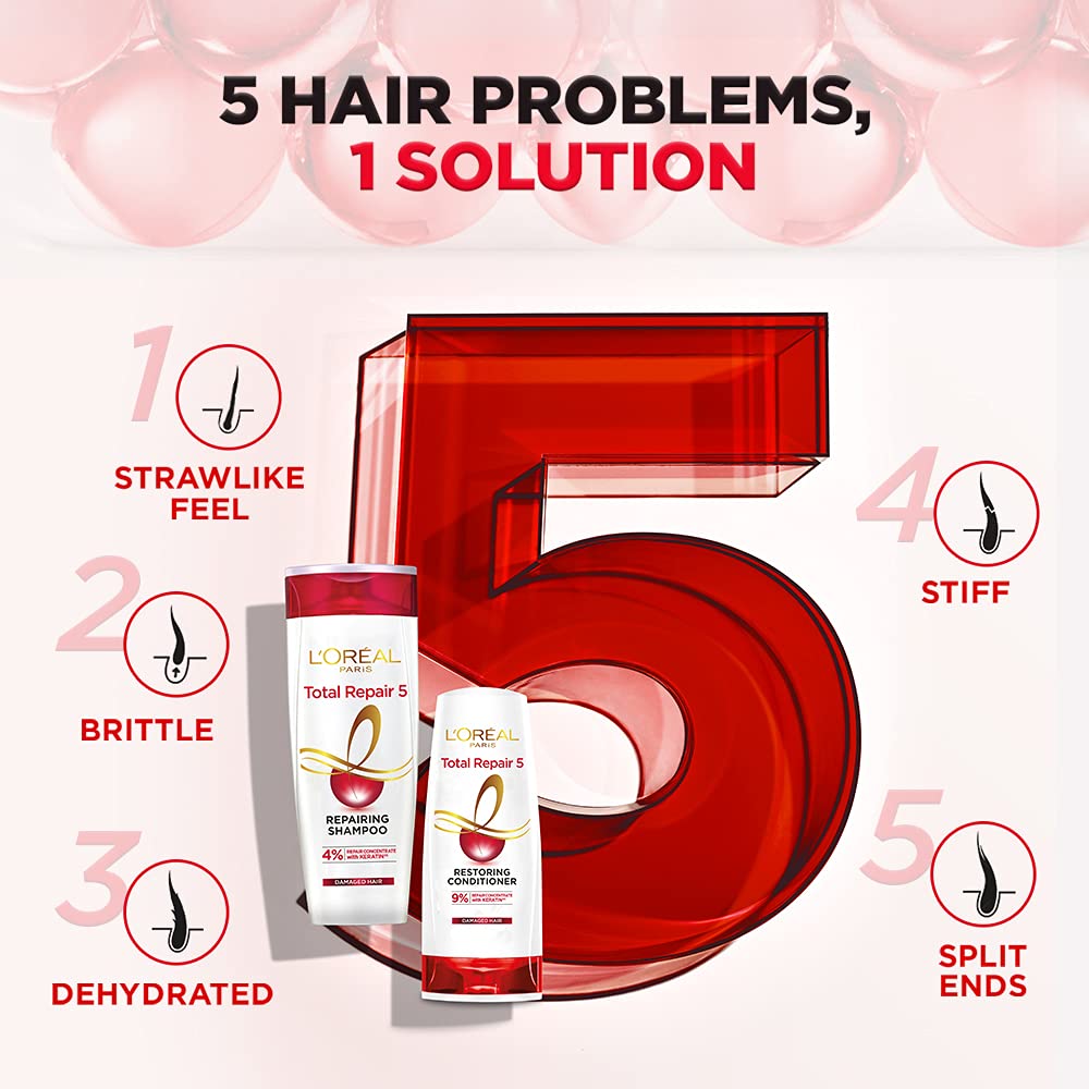 L'Oreal Paris Total Repair 5 Shampoo, 640ml (With 10% Extra) - Springkart 