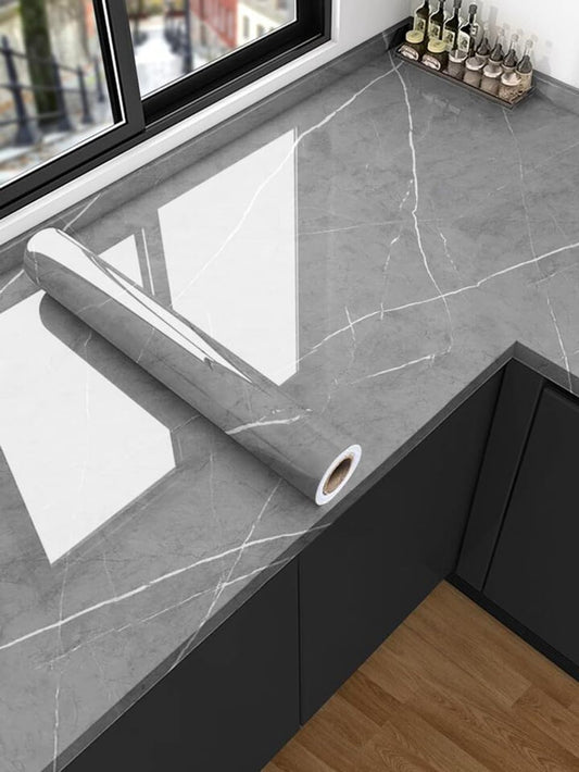 Beflix® Marble Peel and Stick Wallpaper for Home Decor, Waterproof Self-Adhesive Wall Stickers for Kitchen, Bathroom, Living Room – Wall Paper (60X200 CM) (Grey)