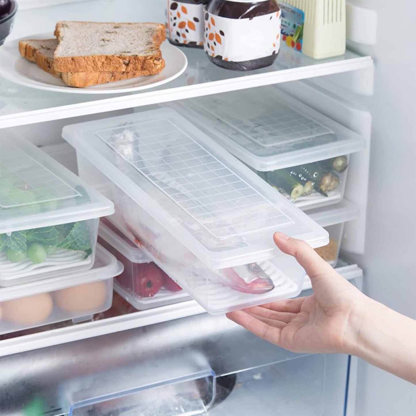 Food Storage Container with Removable Drain Plate and Lid, 1500 ml (Pack of 1 Pc) - Springkart 