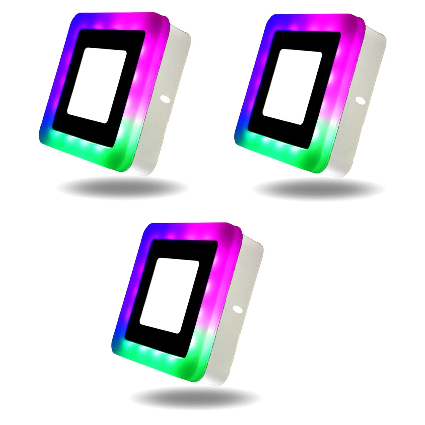 D'Mak 6 Watt Square Surface Dual LED Panel Light White and Pgb Lamp Downlight AC 100-265V Lights with IC Driver Energy Super Saver (Pink, Green, Blue, 6 W)