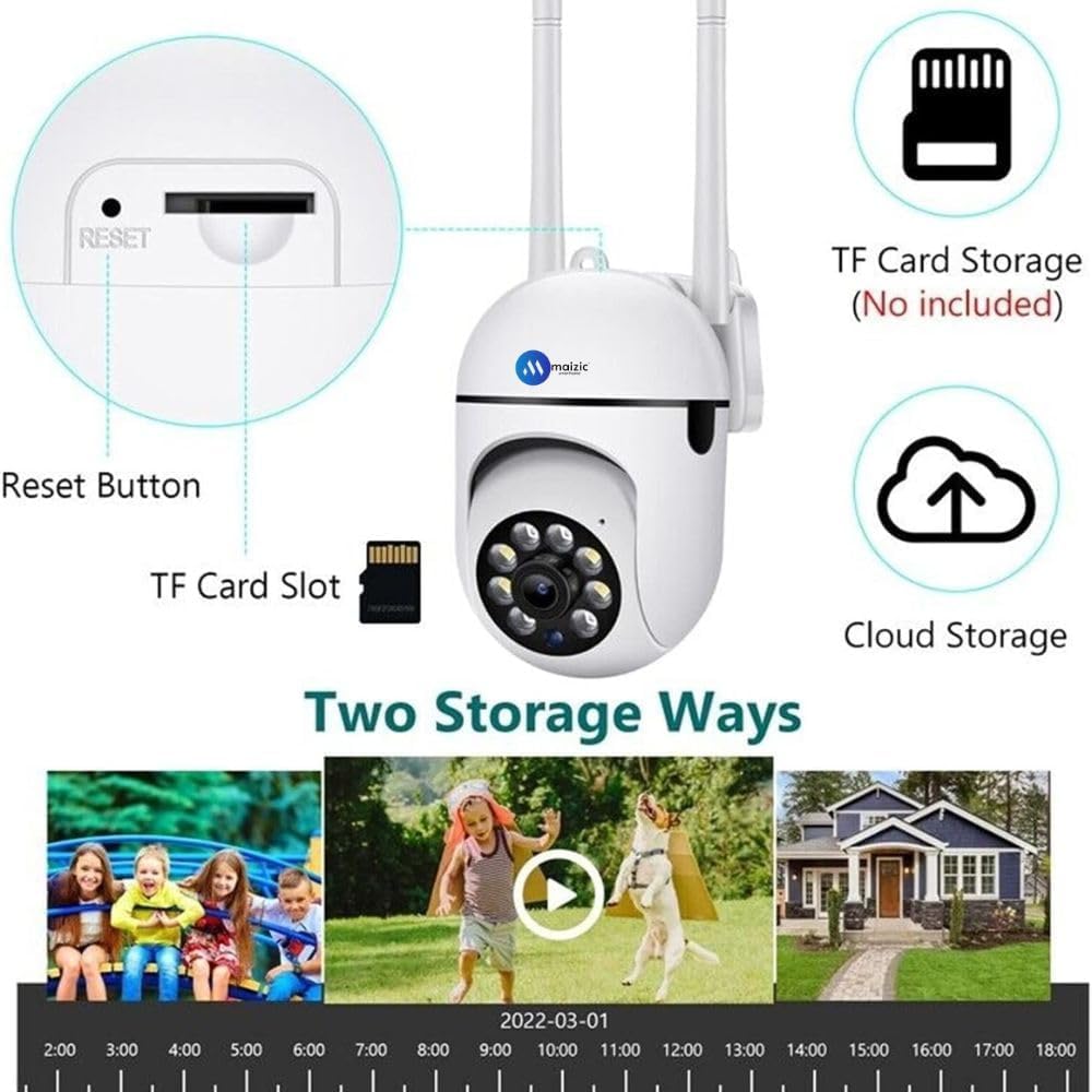 Maizic Smarthome Pack of 2 WiFi Mini PTZ Cameras 3MP | Dual Indoor/Outdoor Security Set, 360° Pan-Tilt Zoom, Color Night Vision, Two-Way Audio, AI Motion Alerts, Multi-User Live View