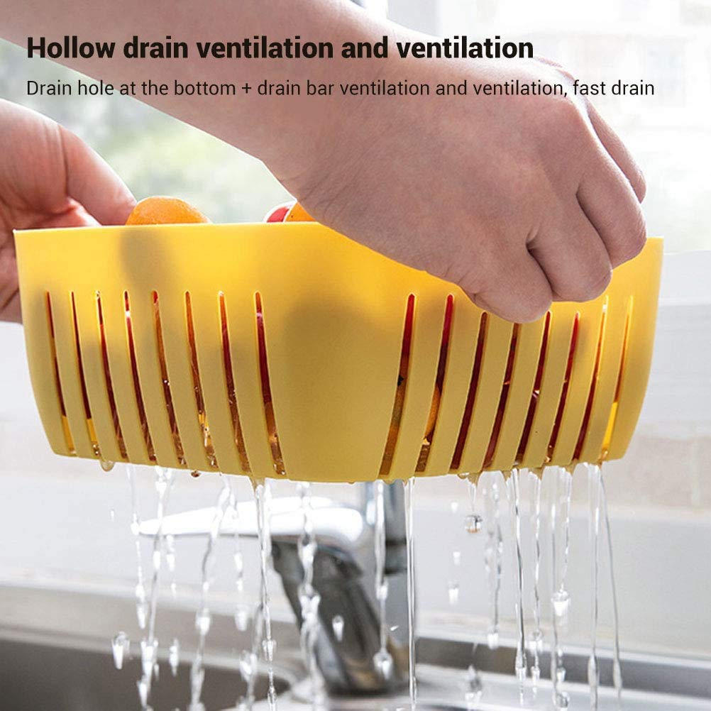 Double Layer Food Drainer Washing Basket with Collapsible Strainers Colander - Springkart 