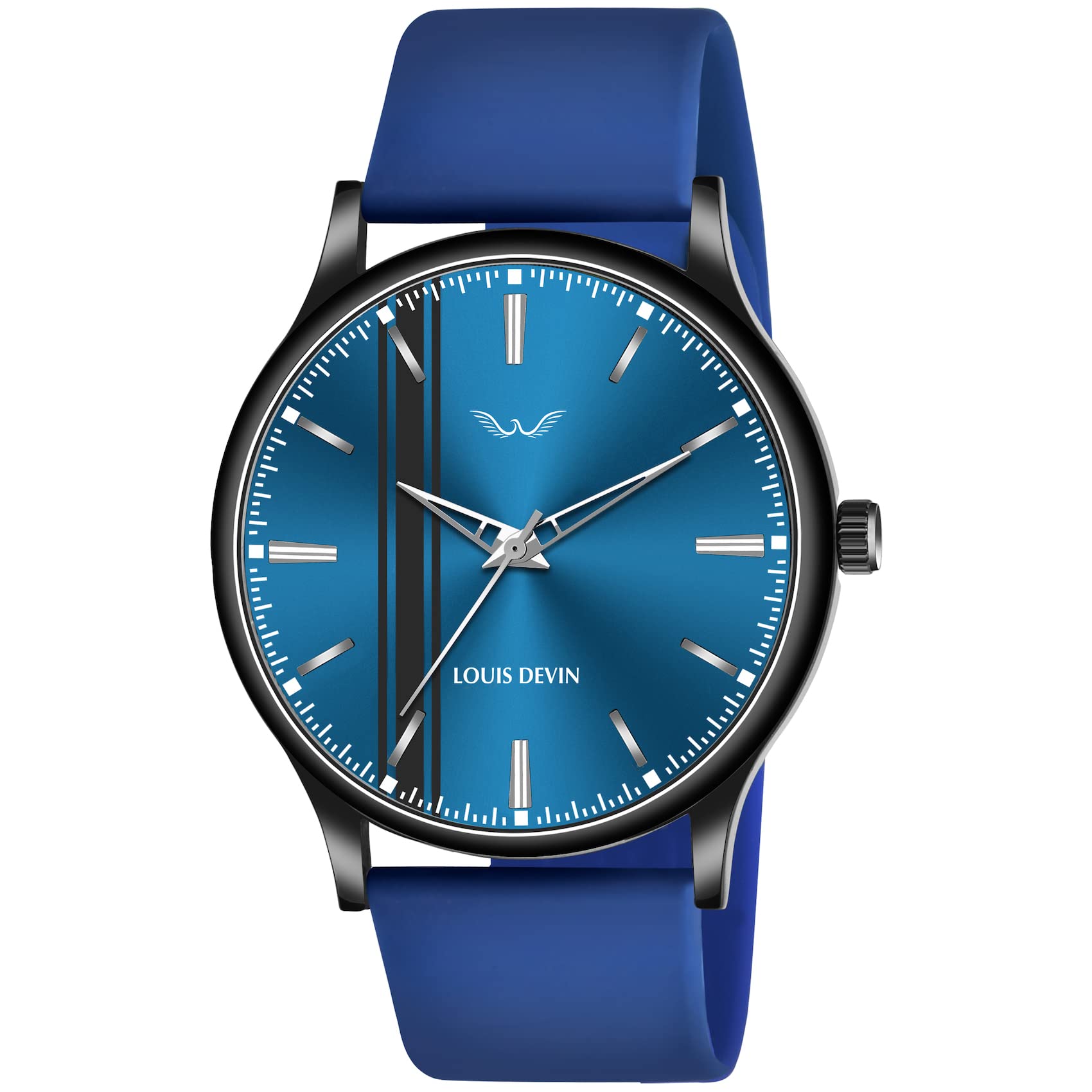 LOUIS DEVIN Silicone Strap Analog Wrist Watch for Men (Black/Blue/Red) | LD-BK054
