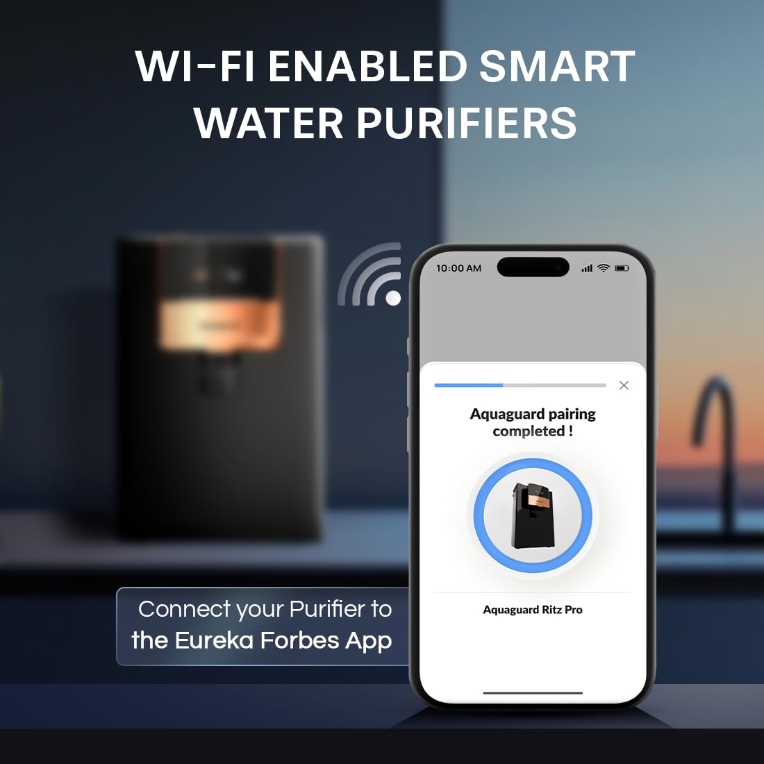 Aquaguard Ritz Pro RO+UV+Copper Water Purifier I Stainless Steel Tank | 2 year filter life | SMART Purifier | TDS Display | Filter Life & Water In take Tracker | With Mega Sediment filter