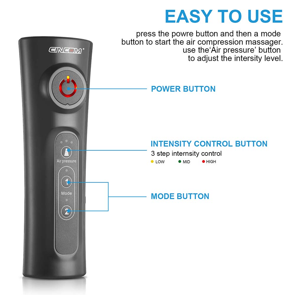 CINCOM Corded Electric Leg Massager, Leg Compression Massager for Circulation and Pain Relief Air Compression Foot Calf Thigh Massager with Handheld Controller (For Calf), Grey