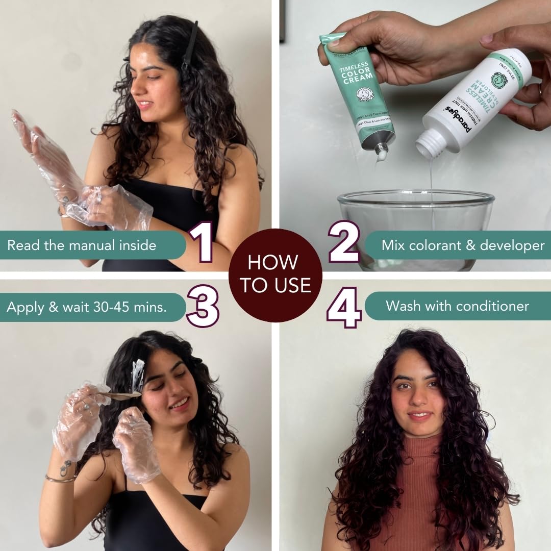 Paradyes Black Cherry Timeless Hair Tint, Permanent Crème Hair Colour for Natural-Looking Results, Complete Grey Coverage, Long-Lasting Formula Free from PPD, Ammonia, & Resorcinol, 3.6 Black Cherry