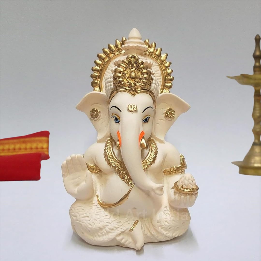 Gold Art India Mango Terracotta Finish Ganesha for Car Dashboard Home Decor Gifting Diwali Birthday Festivals 3.5 x 2 Inches