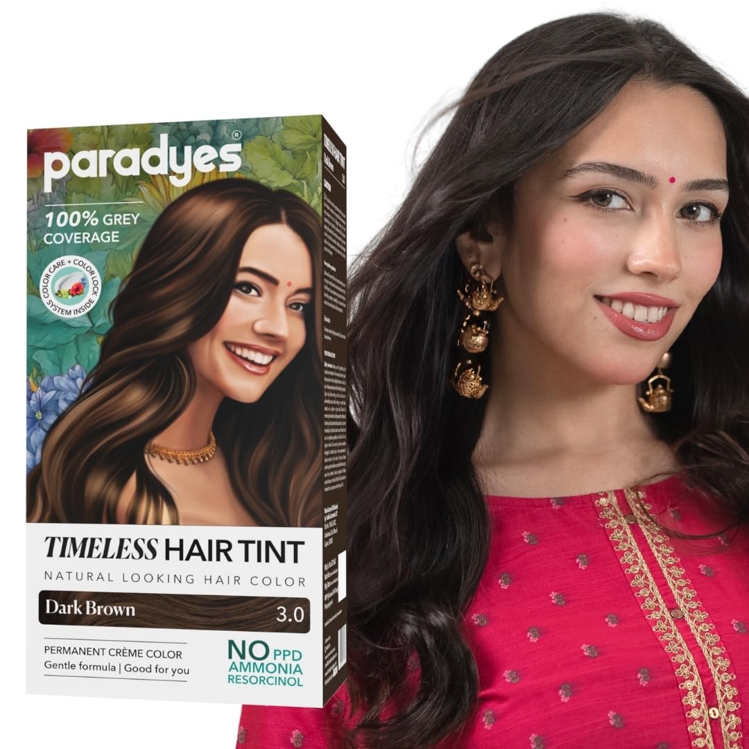 Paradyes Black Cherry Timeless Hair Tint, Permanent Crème Hair Colour for Natural-Looking Results, Complete Grey Coverage, Long-Lasting Formula Free from PPD, Ammonia, & Resorcinol, 3.6 Black Cherry