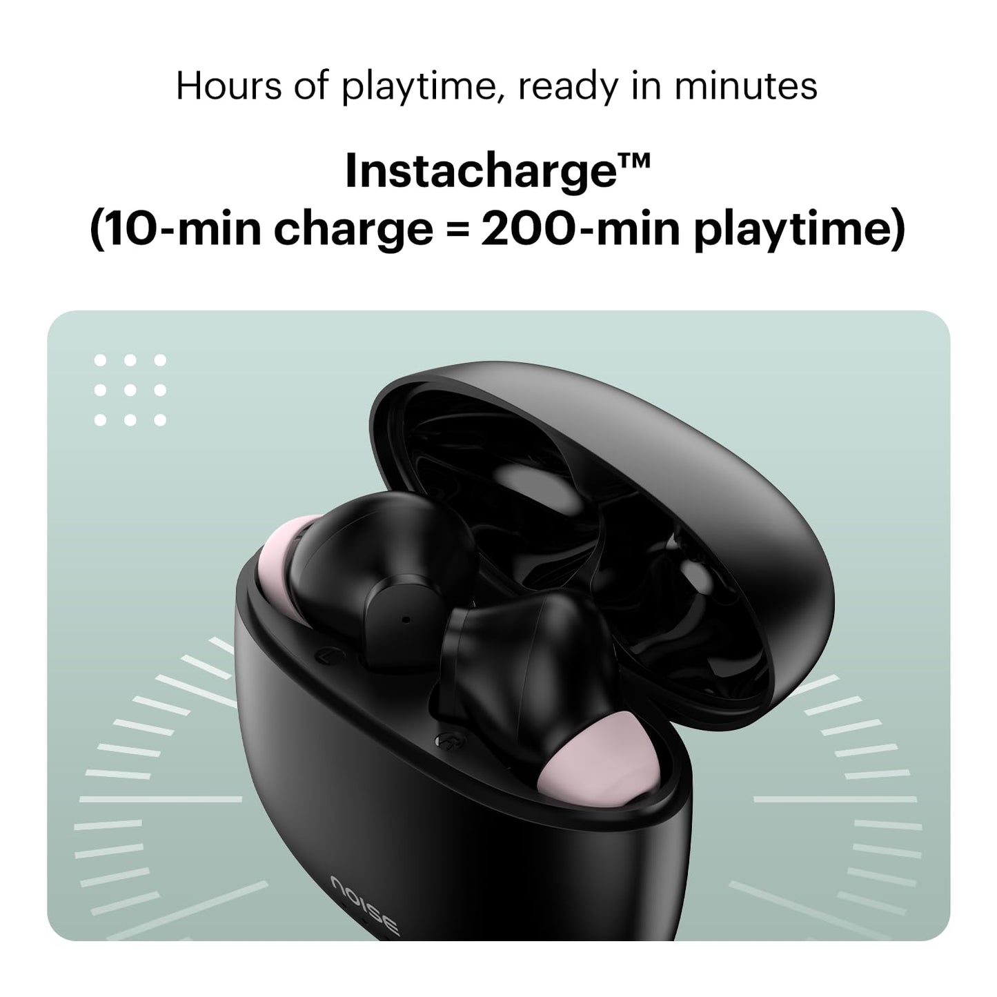 Noise Buds VS104 Truly Wireless Earbuds with 45H of Playtime, Quad Mic with ENC, Instacharge(10 Min=200 Min), 13Mm Driver, Low Latency, BT V5.2 (Charcoal Black)