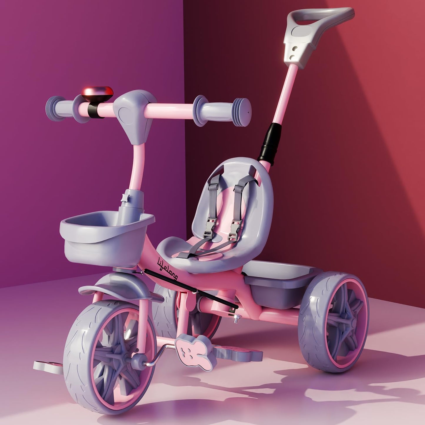 Lifelong Trike Cycle for Kids Cycle 2-5 Years - Tricycles for Boy & Girl - Baby Cycle - Bicycle for Kids - Bike with 3 EVA Wheels, Bell & Basket -Durable Tricycle with Parental Control - Springkart 