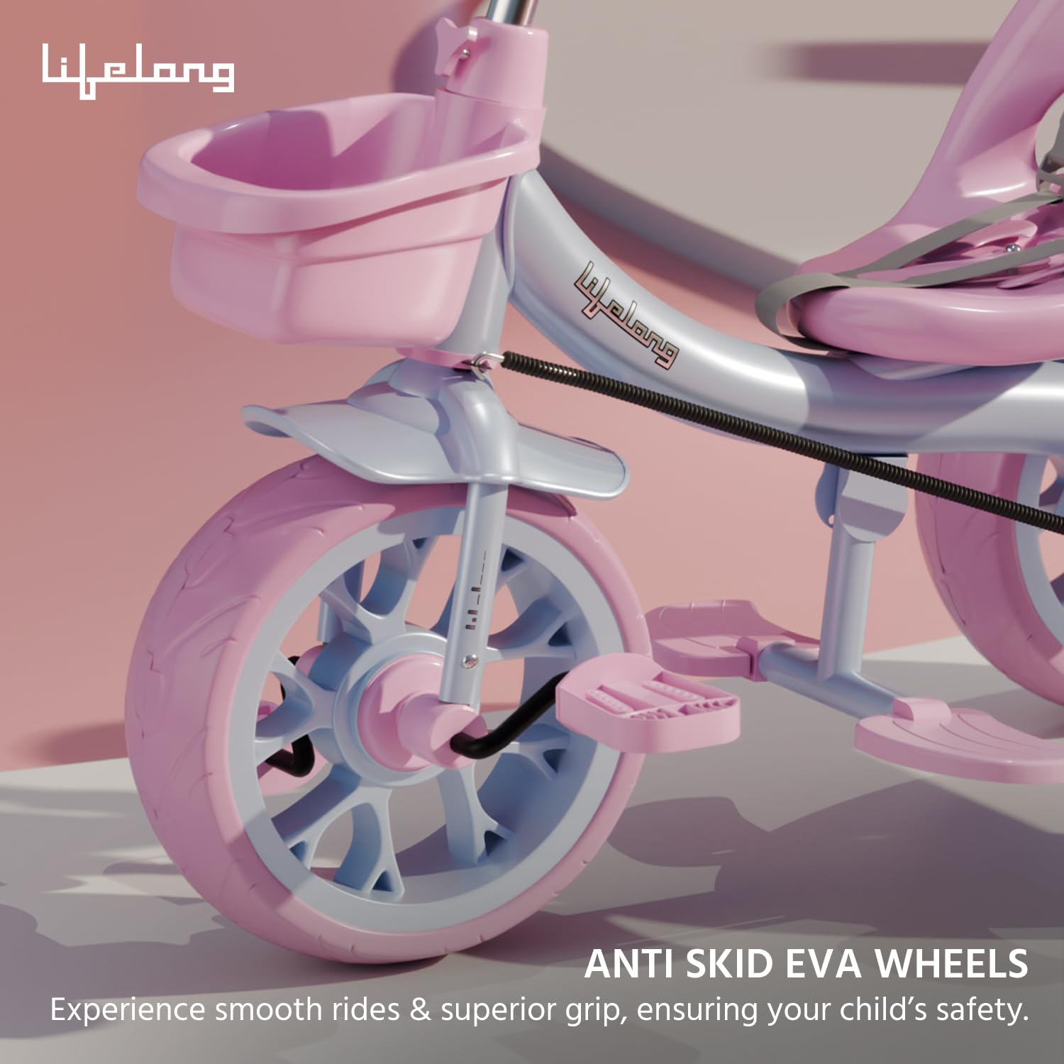 Lifelong Trike Cycle for Kids Cycle 2-5 Years - Tricycles for Boy & Girl - Baby Cycle - Bicycle for Kids - Bike with 3 EVA Wheels, Bell & Basket -Durable Tricycle with Parental Control - Springkart 