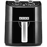 USHA Ichef Smart Air Fryer 4.5L,10 In 1 Functions10 Preset Menu|Digital Display&Touch Panel|Transparent Window|Illuminated Chamber|Turbo Air Circulation|Oil Free Cooking|Auto Pause/Start(Black),1350W :  Home & Kitchen