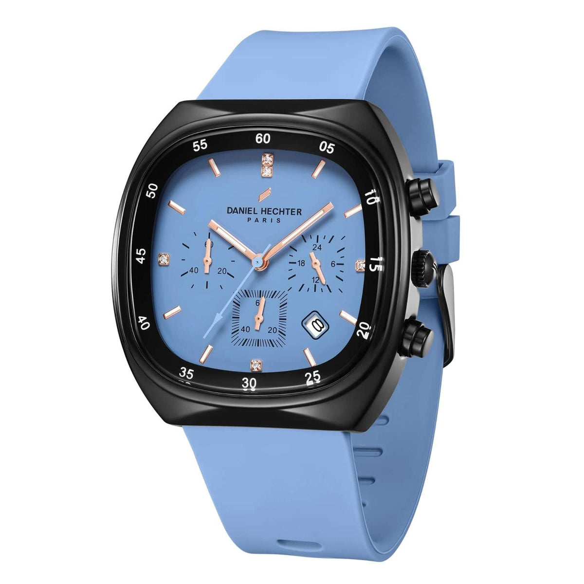 Daniel Hechter Paris Bercy Collection Modern Chronograph Watch for Men with Square Dial and Silicon Band-DHM1001
