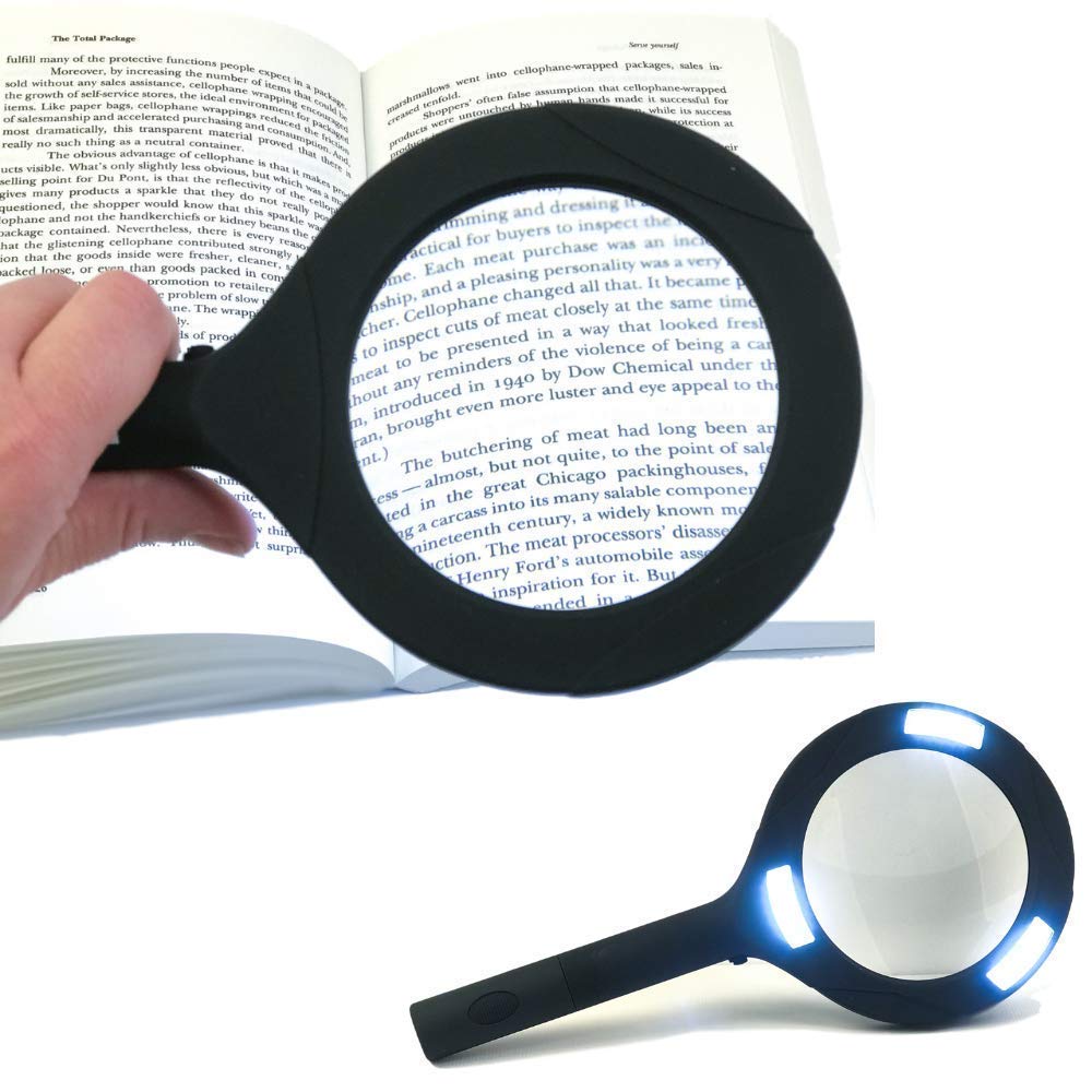Magnifying Glass with 3 Led Light 3X Power and Rubberized Handle - Springkart 
