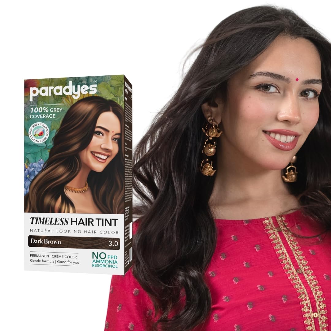 Paradyes Black Cherry Timeless Hair Tint, Permanent Crème Hair Colour for Natural-Looking Results, Complete Grey Coverage, Long-Lasting Formula Free from PPD, Ammonia, & Resorcinol, 3.6 Black Cherry