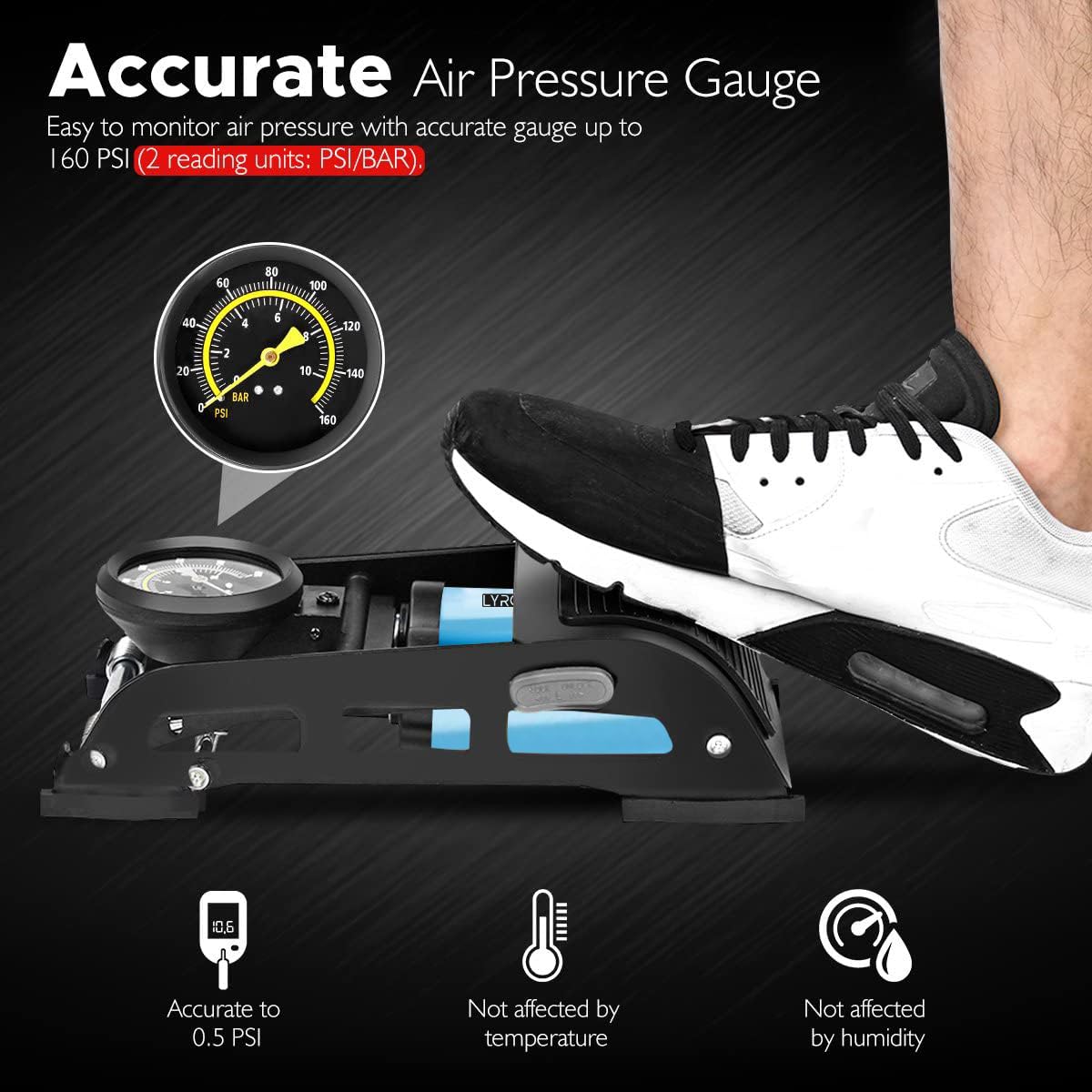 Lyrovo Tyre Inflator for Car Manual - Double Cylinder Portable Foot Air Pump for car Bike and Cycle