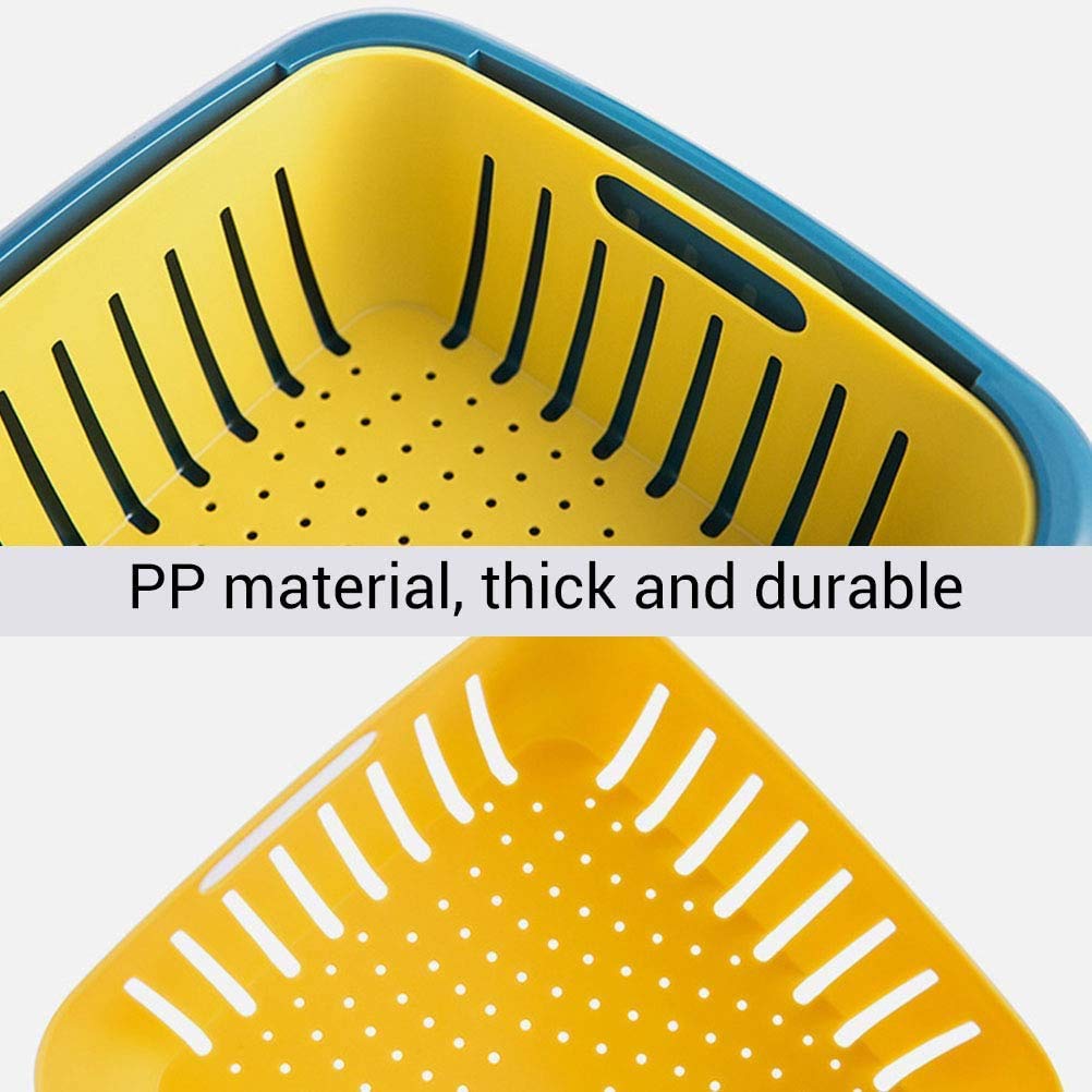 Double Layer Food Drainer Washing Basket with Collapsible Strainers Colander - Springkart 