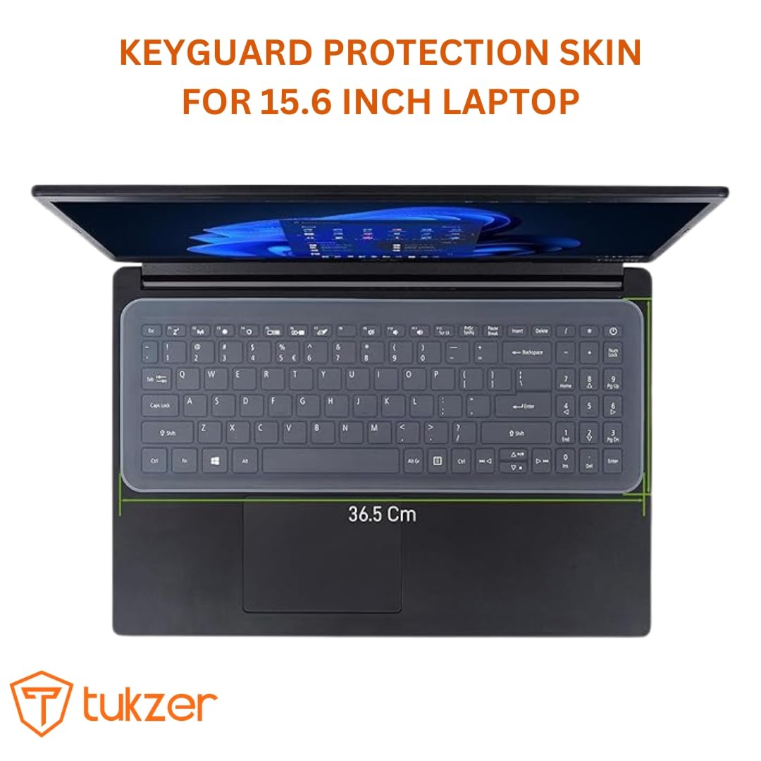 Tukzer Universal Silicone 15.6” Laptop Keyguard Keyboard Protector, Keyboard Dust Cover, Keyboard Skin 15.6” keyguard (36.5 x 13.5 cm) - Springkart 