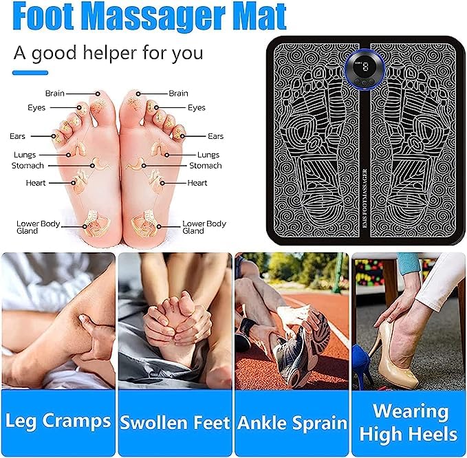 EMS Foot Massager, Electric Feet Massager, Deep Kneading Circulation Foot Booster for Feet and Legs Muscle Stimulator, Folding Portable Electric Massage Machine (Mix Design) - Springkart 