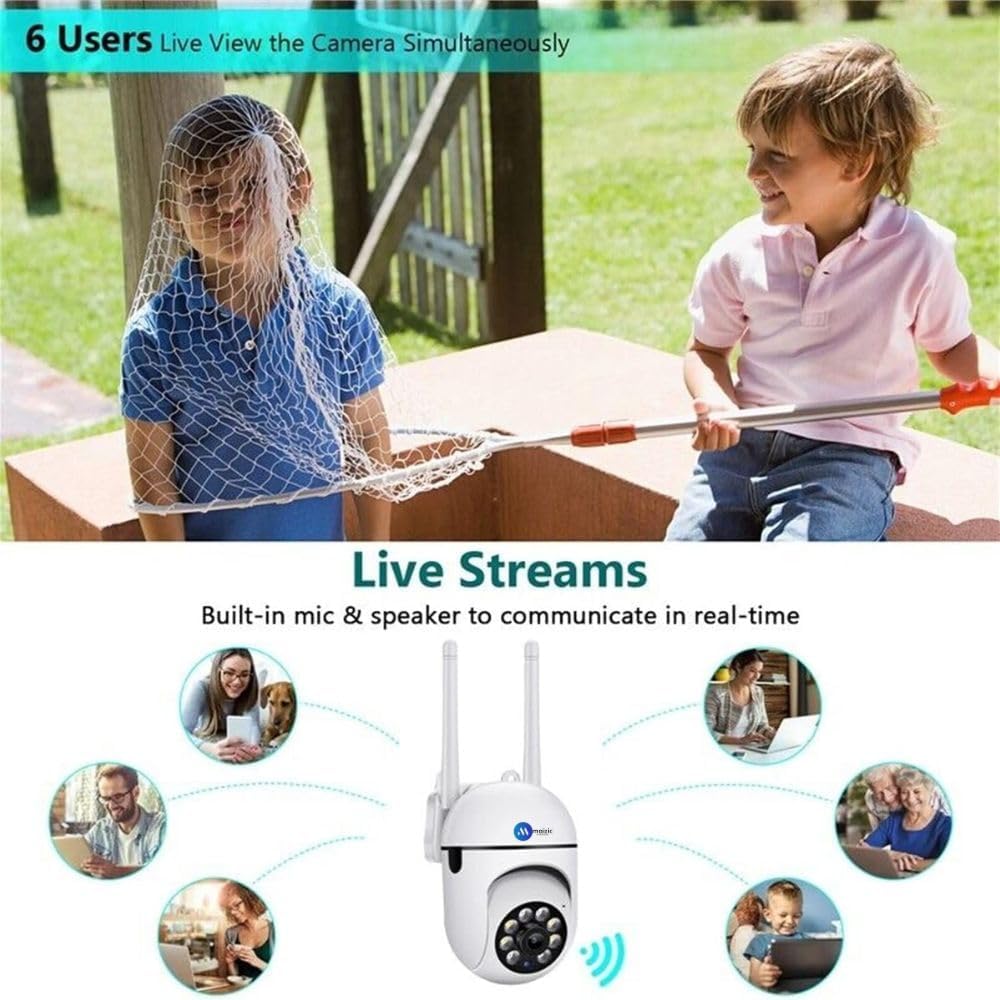 Maizic Smarthome Pack of 2 WiFi Mini PTZ Cameras 3MP | Dual Indoor/Outdoor Security Set, 360° Pan-Tilt Zoom, Color Night Vision, Two-Way Audio, AI Motion Alerts, Multi-User Live View