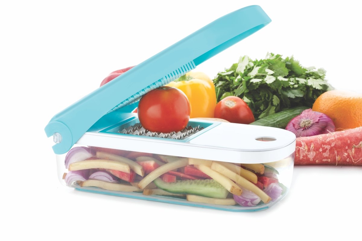 Ganesh 7 in 1 Plastic Vegetable Dicer, Blue - Springkart 