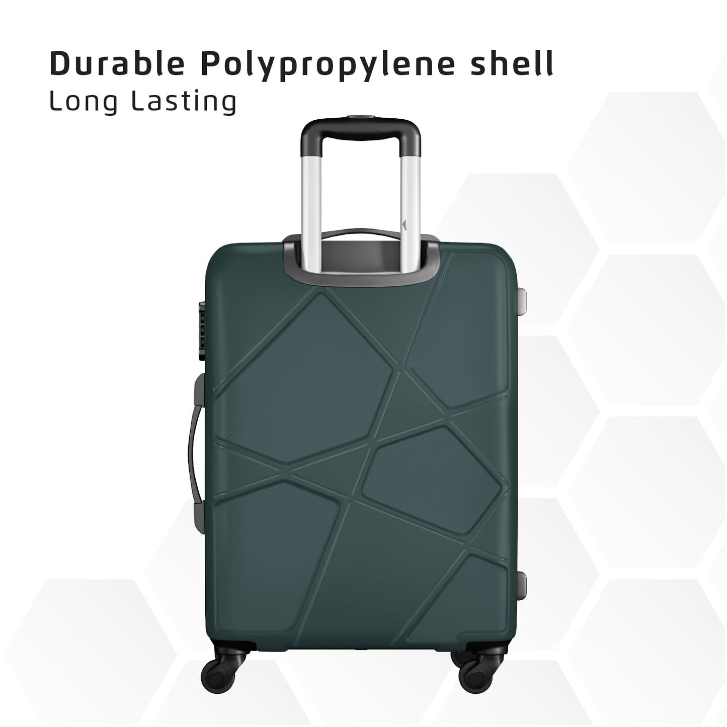 Safari Pentagon Set of 2, Cabin & Checkin Trolley Bags Hard Case Polypropylene 4 Wheels 360 Degree Wheeling System Luggage, Travel Bags, Suitcase for Travel, Trolley Bags for Travel, Dusk Green