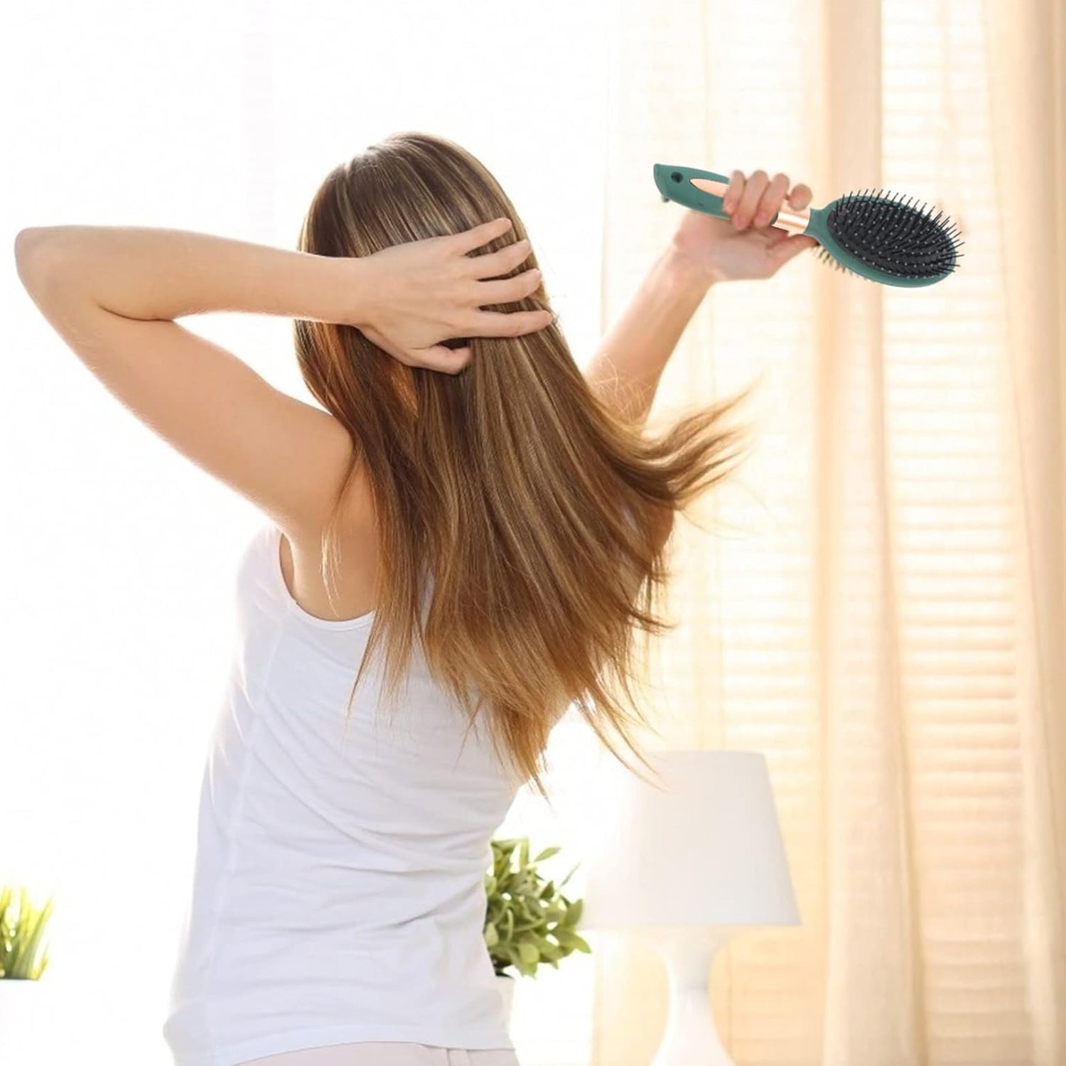 Massage Comb, Air Cushion Massage Hair Brush Ergonomic Matt Disappointment for Straight Curly Hair Cushion Curly Hair Comb for All Hair Types, Home Salon DIY Hairdressing Tool (1 Pc) - Springkart 