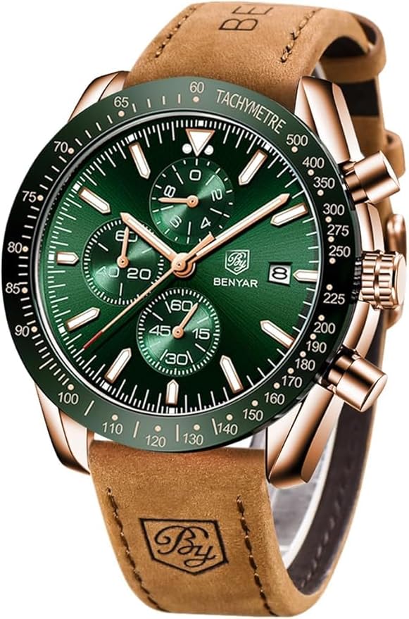 BENYAR Men's Luxury Chronograph Watch – Business, Casual | Quartz Movement with Date Display | Stylish Wristwatch | Gift for Men