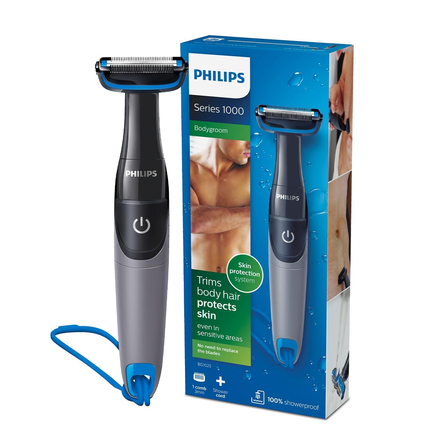 Philips Body & Balls Trimmer for Men Private Parts | Back Attachment | Clinically Tested on Sensitive Skin | Skin Safe Intimate Grooming | 100% Showerproof | 100min runtime | 5yrs* Warranty | BG5475