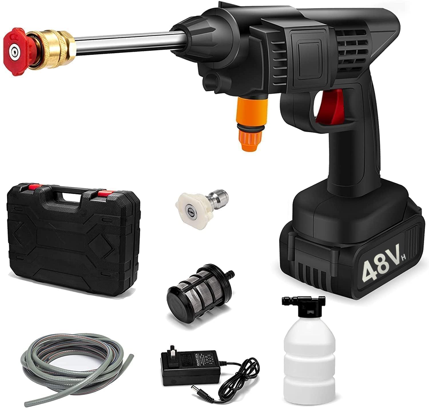 Car Washer High Pressure Gun Cordless Portable Wireless Pressure Washer Gun 48V 12000mah High Pressure Water Gun for Car Wash Bike Washing Cleaning| Adjustable Nozzle and 5M Hose Pipe