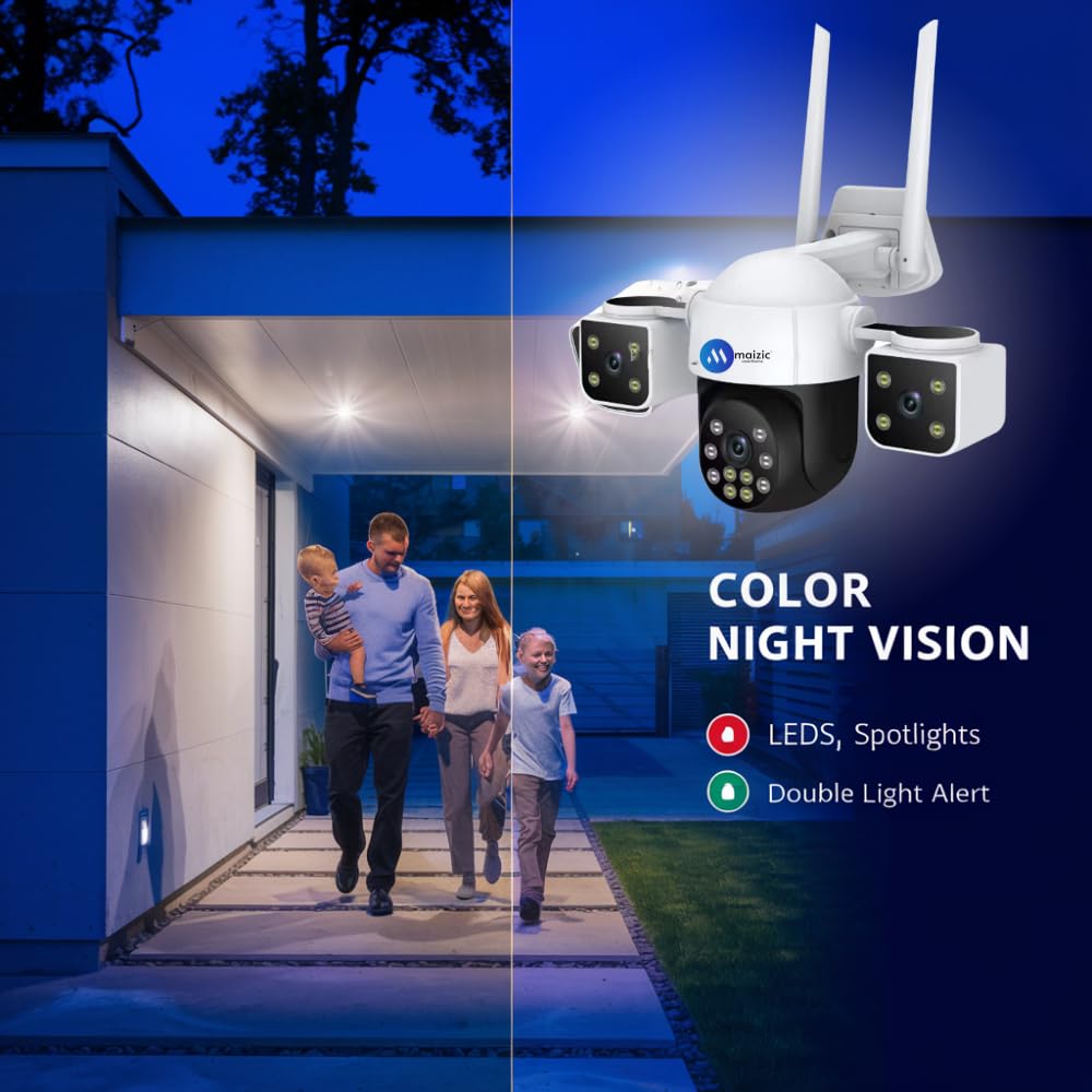 Maizic Smarthome Batman 4G Sim Based 6MP HD 3in1 Screen View CCTV Camera, Outdoor Indoor Home Security Camera, 2 Way Talk, Motion Detection, Color Night Vision, 2 Side Camera Horizontally Rotate 180°