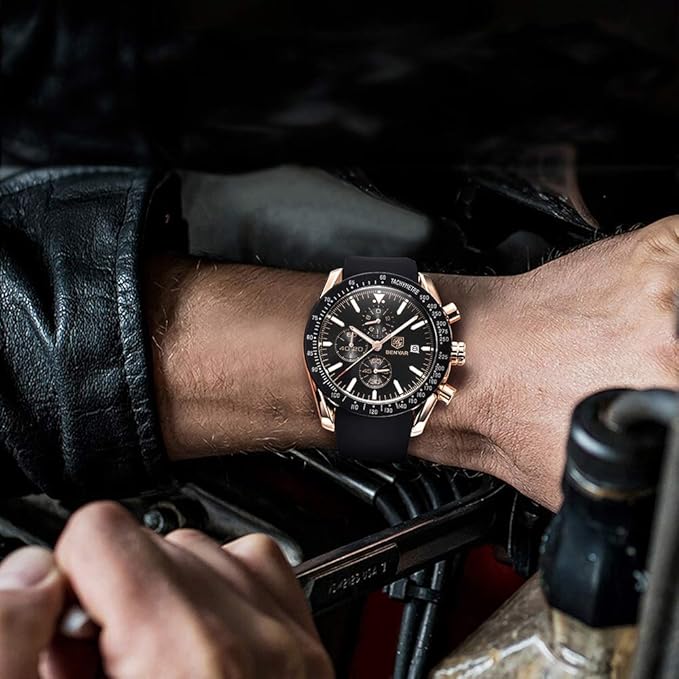 BENYAR Men's Luxury Chronograph Watch – Business, Casual | Quartz Movement with Date Display | Stylish Wristwatch | Gift for Men