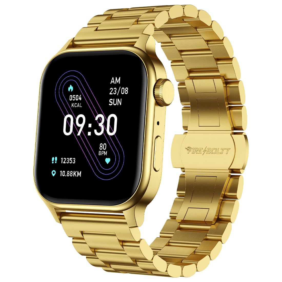Fire-Boltt Rise Smart Watch 1.85″ with Bluetooth Calling, AI Voice Assistant, Rotating Crown, SpO2 & Heart Rate Monitor, 123 Sports Modes, IP67 Waterproof Metal Smartwatch for Men & Women - Black