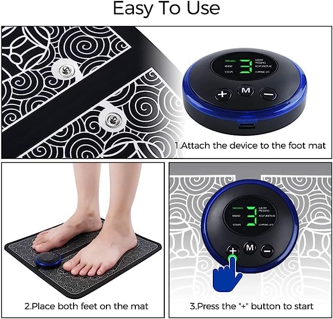 EMS Foot Massager, Electric Feet Massager, Deep Kneading Circulation Foot Booster for Feet and Legs Muscle Stimulator, Folding Portable Electric Massage Machine (Mix Design) - Springkart 