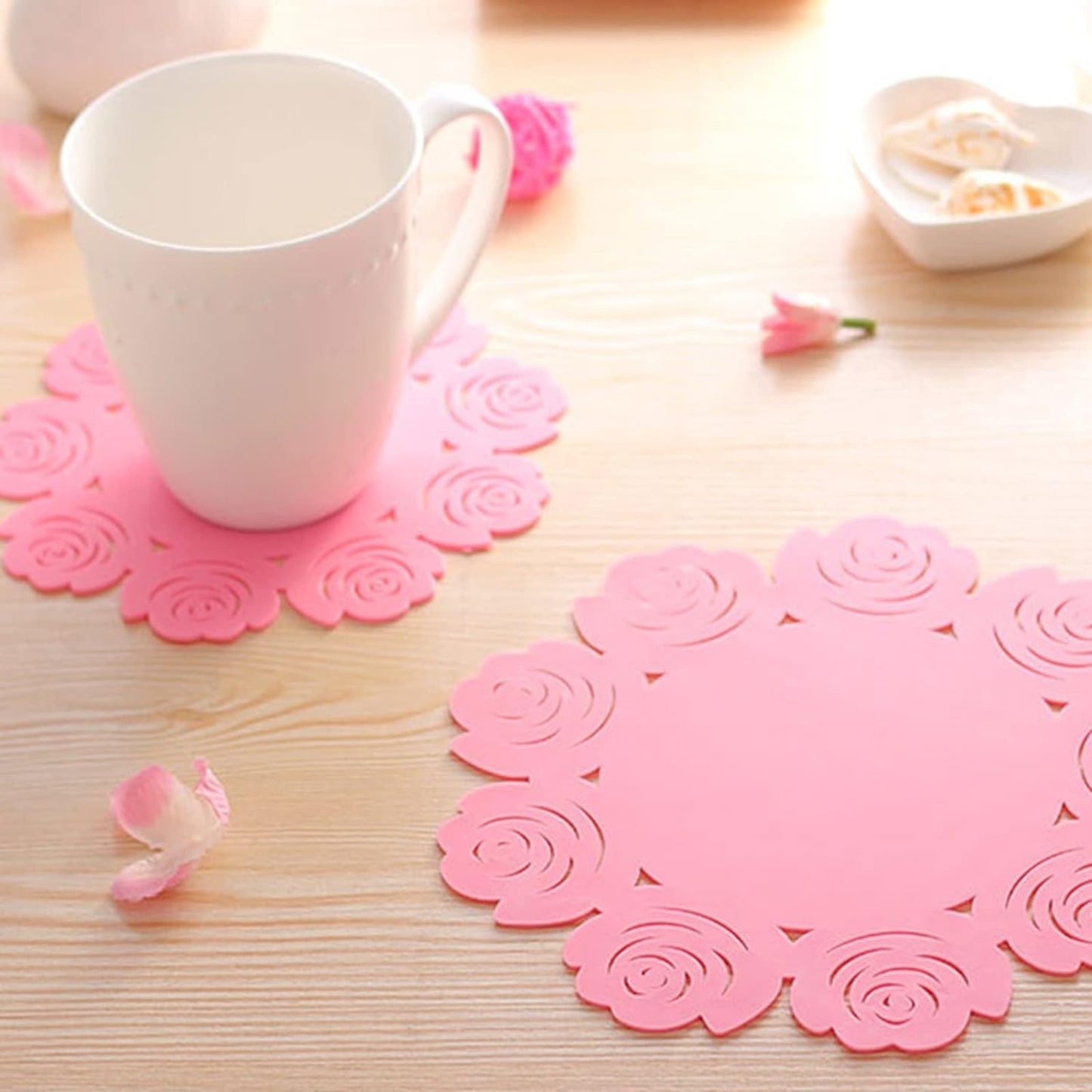 Multifunctional Placemat: Plate & Cup Mat in One (Rose/Circular) - Springkart 