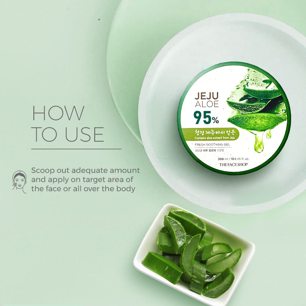 The Face Shop Non-Sticky Transparent 3 in 1 Aloe Fresh Soothing gel for Skin, Body and Hair | Pure Aloe Vera & Vitamin E for Skin and Hair | Korean Skin care products, 300ml - Springkart 