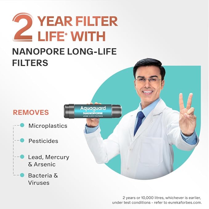 Aquaguard Nexen RO+UV+Active Copper Water Purifier | 2 Year Filter Life with Comprehensive Warranty | With Mega Sediment Filter | Save over 18,000 on Filters | With Removable Drip-Tray