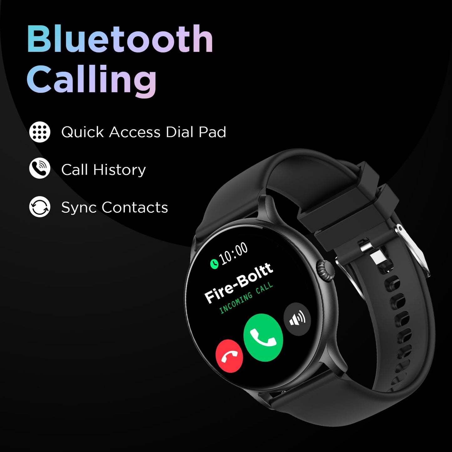 Fire-Boltt Phoenix Smart Watch with Bluetooth Calling 1.3,120+ Sports Modes, 240 * 240 PX High Res with SpO2, Heart Rate Monitoring & IP67 Rating (Black) - Springkart 
