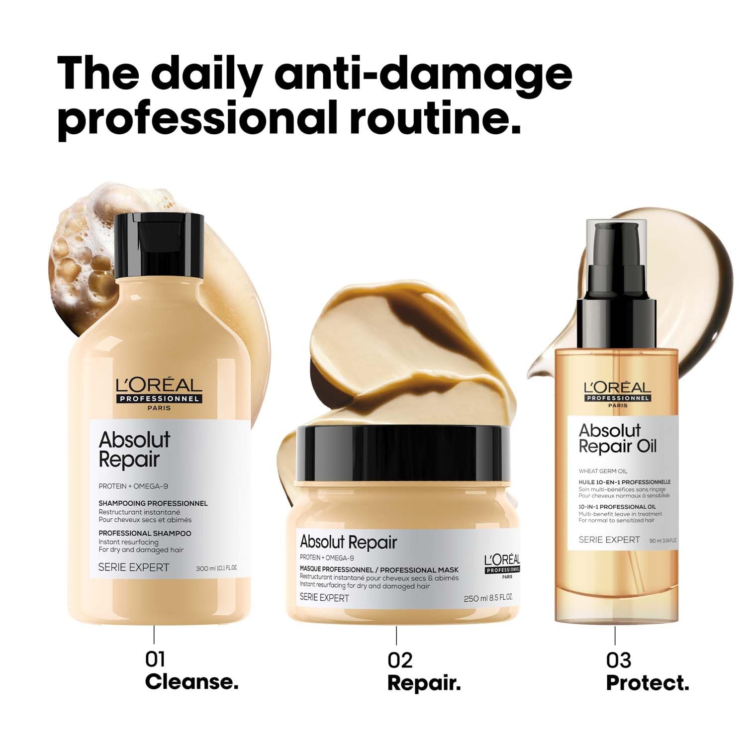 L'Oréal Professionnel Absolut Repair Mask for Dry & Damaged Hair - 250ml | Professional mask for Strengthening and Repairing Hair, With Protein & Omega-9, For Men & Women - Springkart 