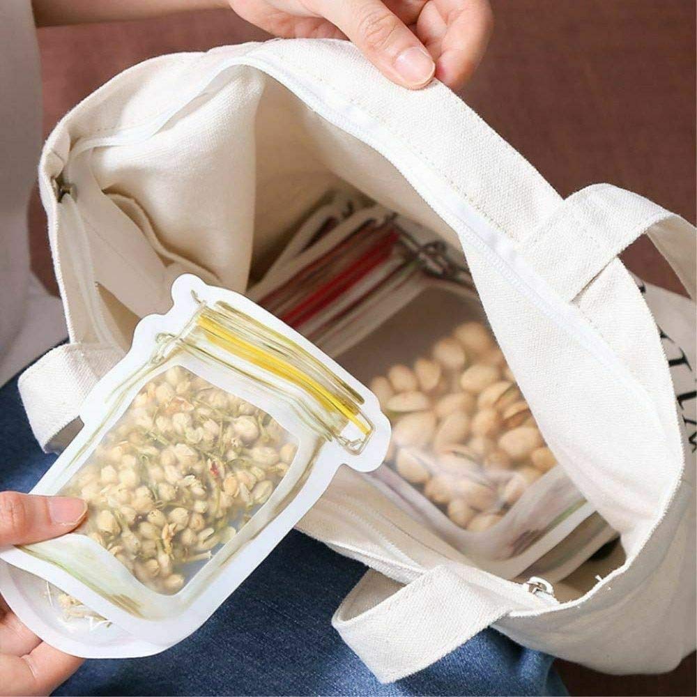 Reusable Airtight Seal Plastic Food Storage Mason Jar Zipper (150ml) - Springkart 