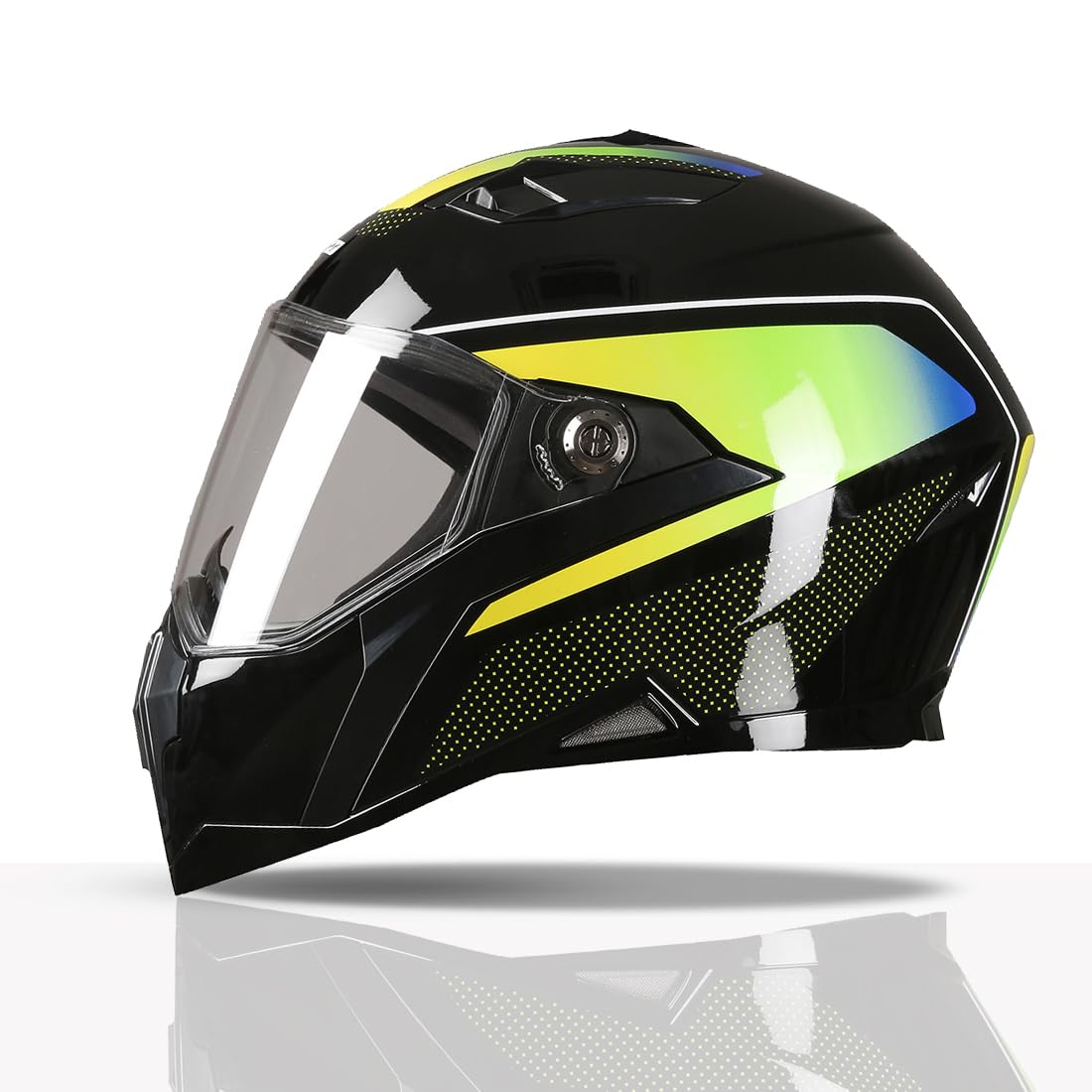 TVS Racing Anti Matter Full Face Helmet for Bike & Motorcycle Riders-DOT & ISI Certified-Lightweight ABS Shell, UV Resistant-Ventilated Comfort Liner, Quick-Release Visor & Chin Strap
