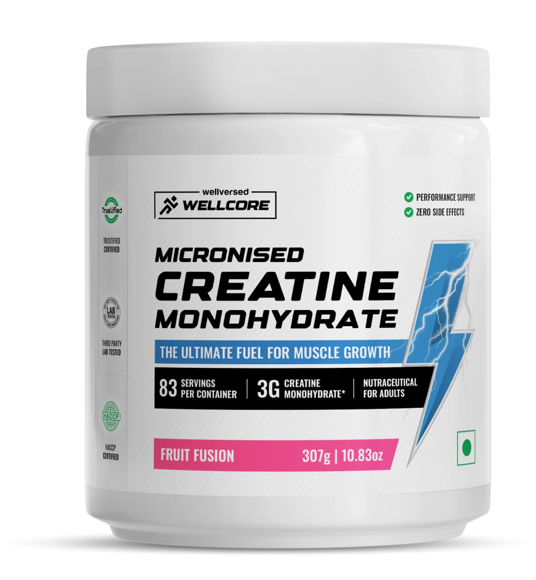 Wellcore - Pure Micronised Creatine Monohydrate,Tropical Tango (122g, 33 Servings), Rapid Absorption, Enhanced Muscle Strength & Power, Fast Recovery,Increased Muscle Mass