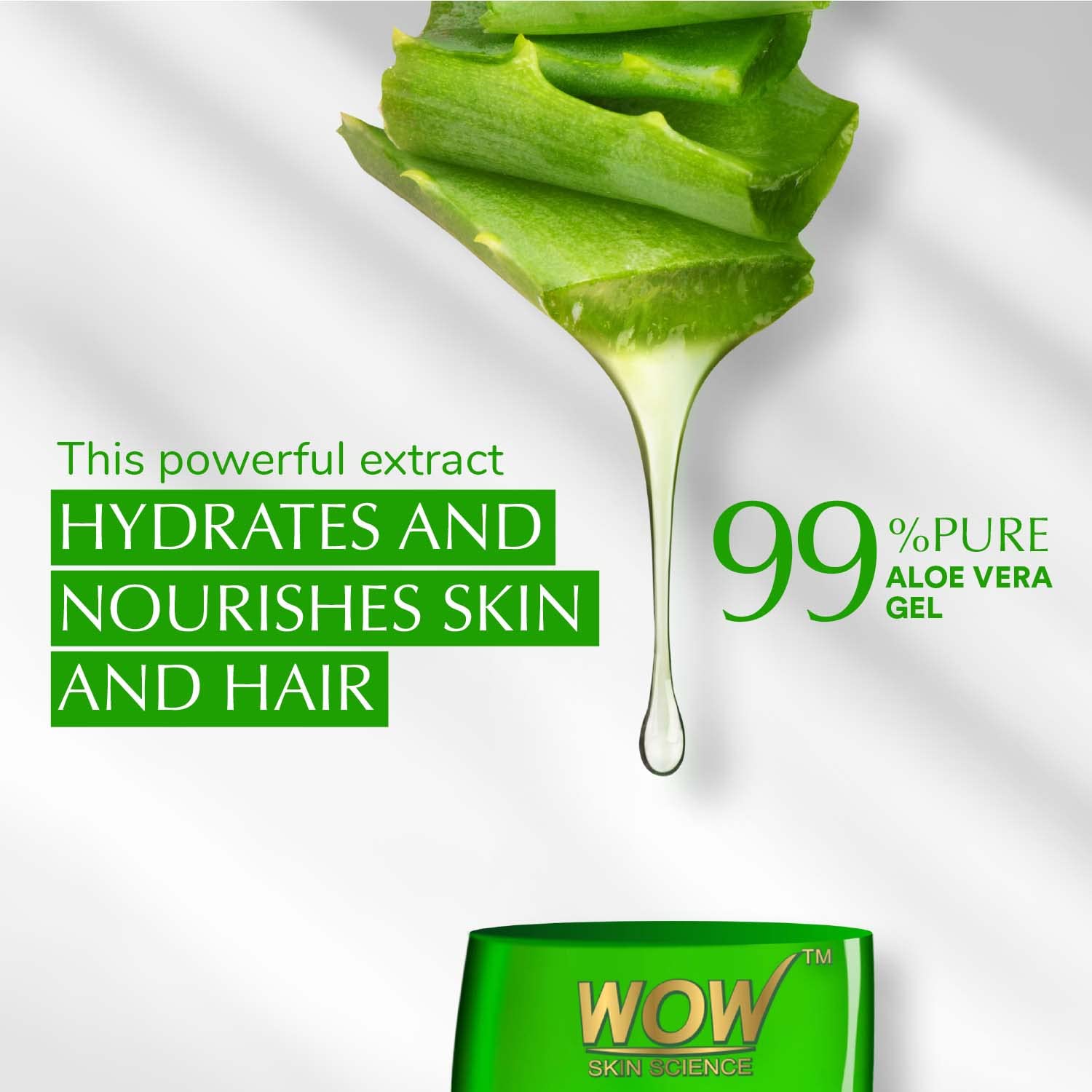 WOW Skin Science 99% Pure Aloe Vera Gel for Face, Skin & Hair - 500ml | Ultimate Gel For Glowing Skin | For Both Men and Women | No Parabens, Mineral Oils, Silicones, Color & Synthetic Fragrances