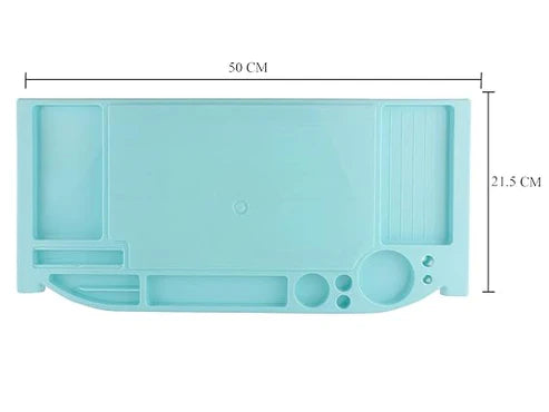 Desktop Organizer Rack Office Supply Holder/Office Computer Desk Supply Caddy Tray/Anti Dust Shelf Over Keyboard - Blue